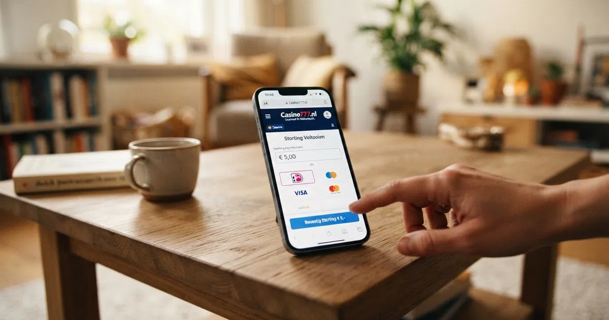 Een stortingsscherm van een online casino met het veld waarin €5 als stortingsbedrag is ingevuld en daaronder de beschikbare betaalmethoden