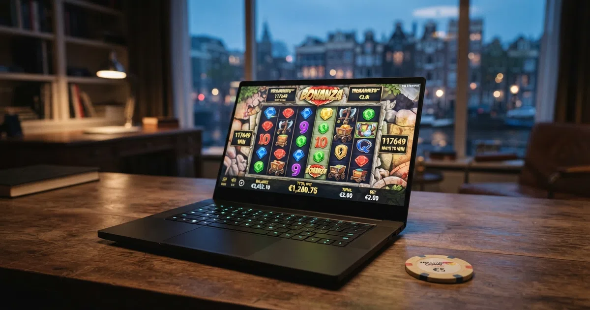 Big Time Gaming-logo en Megaways-slots op een Nederlands casino-scherm